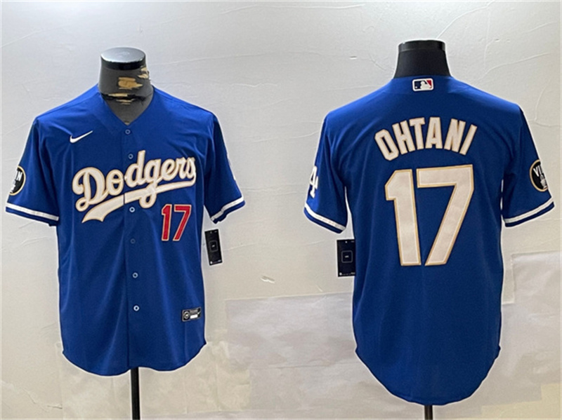 Men's Los Angeles Dodgers #17 Shohei Ohtani Blue Vin Patch Cool Base Stitched Baseball Jersey Men's Los Angeles Dodgers #17 Shohei Ohtani Blue Vin Patch Cool Base Stitched Baseball Jersey